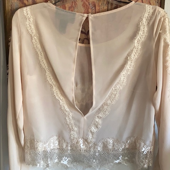 NWT HM H&M NEW YORK CITY STORE IVORY BOHO EMBROIDERED SHEER TOP LACE BLOUSE TOP - Picture 6 of 16